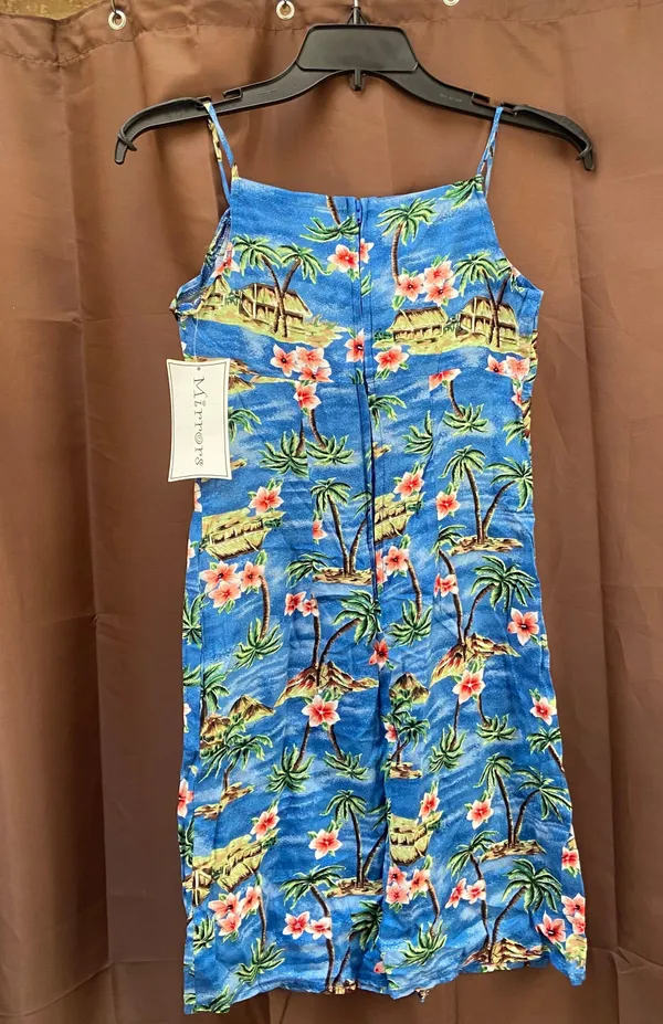 Mirrors Vintage Tropical print blue dress front tie NWT - Image 2