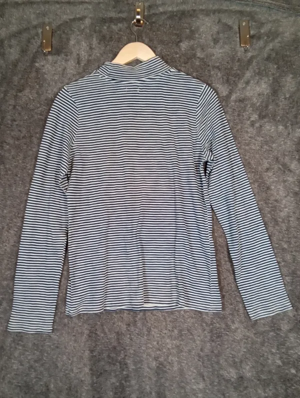 Faherty Womens Blue Striped Mock Neck Long Sleeve Tee Outdoors Size Large - Image 4
