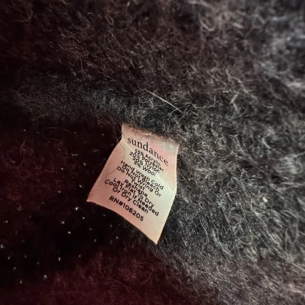 Sundance Charcoal Gray Cowl Neck Sweater wool blend oversized M fuzzy winter - Image 13