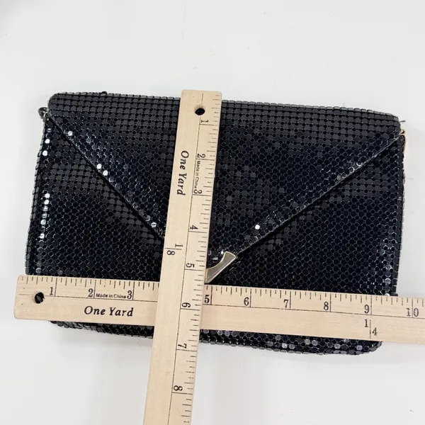 Mesh Chainmail Envelope‎ Clutch Bag Black Evening Party - Image 9