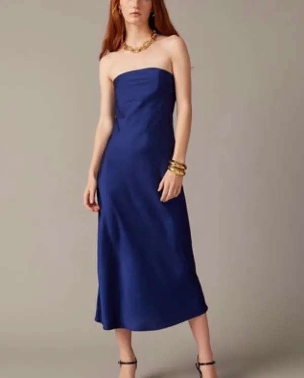 JCrew strapless Red Satin Dress - Image 4