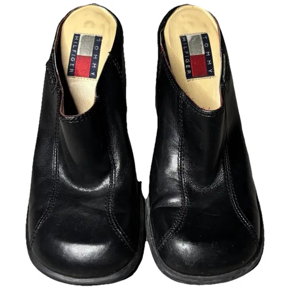 Vintage Tommy Hilfiger Women's 6 Black Chunky Platform Slides 90s Y2K Sandals - Image 3