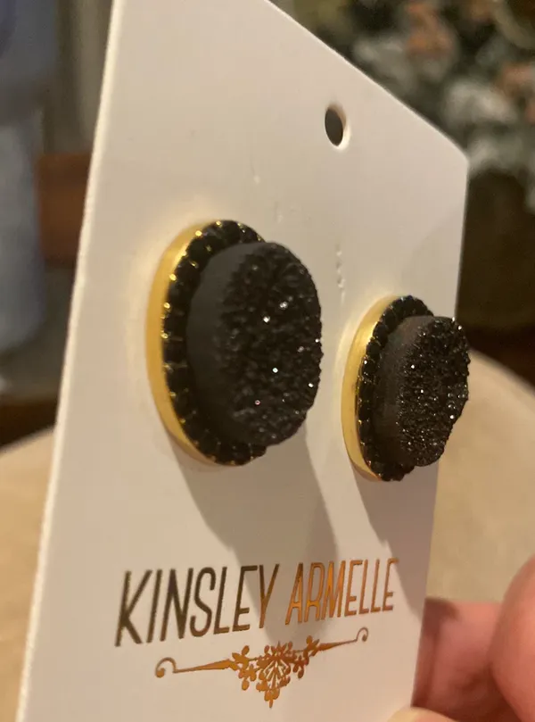 Kinsley Armelle Enchantment Collection - Raven Stud Druzy Earings - Image 3