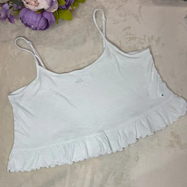 American Eagle NWT White Cropped Relaxed Cami - Image 7