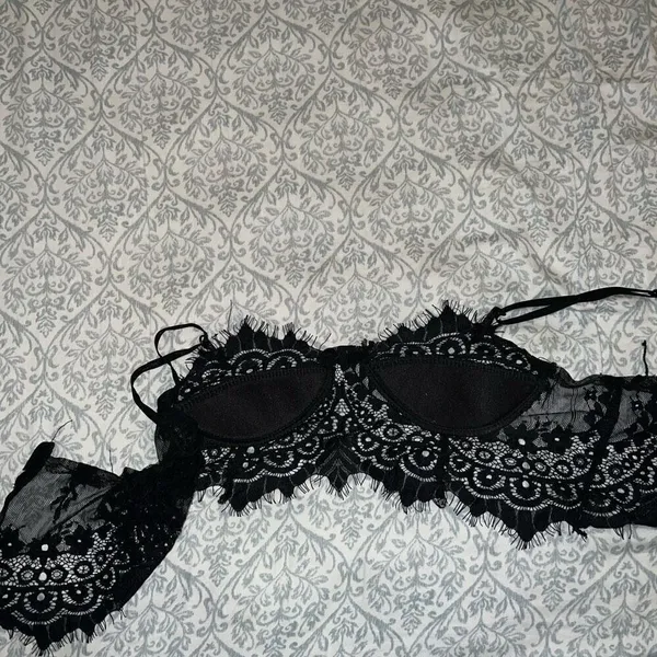 Lacy red bralette and black bustier bundle set size S Black - Image 6