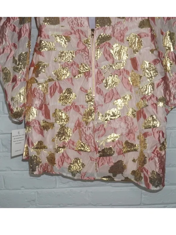 For Love & Lemons Montmartre Pink & Gold Brocade Dress Size: XL NWT Feminine - Image 8