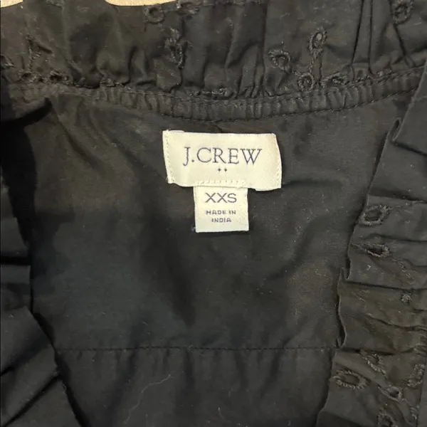 J. Crew Black Eyelet Ruffle Sleeve Blouse {XXS} - Image 2