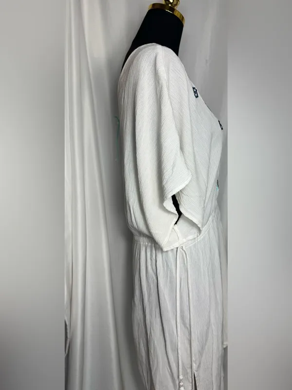 Kona Sol White Embroidered V-Neck Swim beach Cover-Up Tunic Large NWOT - Image 8