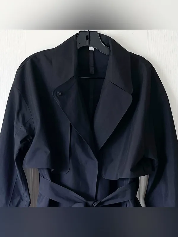 Lululemon Oversized Tie-Waist Trench Coat Black‎ Size 2 Excellent - Image 7