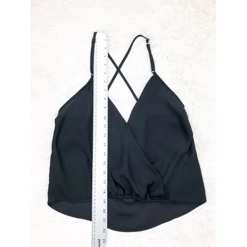Nicki Minaj Black Spaghetti Strap Draped Flowy Crop Top Size XS‎ - Image 3