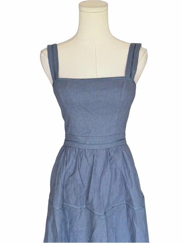Reformation - NWT Everett Linen Midi Dress Cornflower Blue Size 2 - Image 4