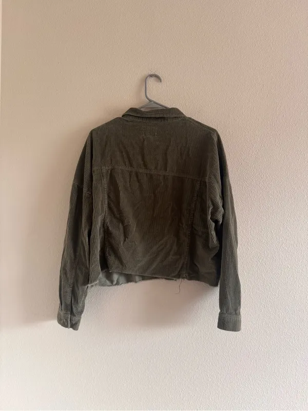 American Eagle Outfitters Olive Green Corduroy Button Jacket - Image 3