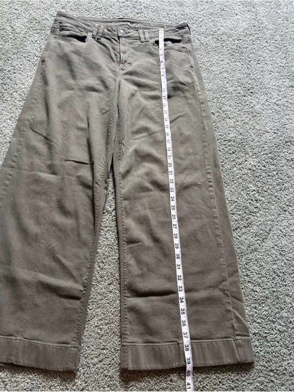American Eagle Low Rise Baggy Wide Leg Green Pants Jeans Womens Size 12 Stretch - Image 3