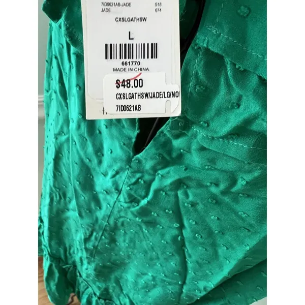 BLUE RAIN green‎ swiss dot sundress Large rainbow pom pom ruffle dress NWT - Image 7