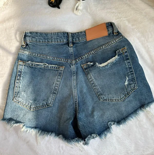 ZARA High Waisted Jeans Denim Jean Ripped Shorts - Image 2