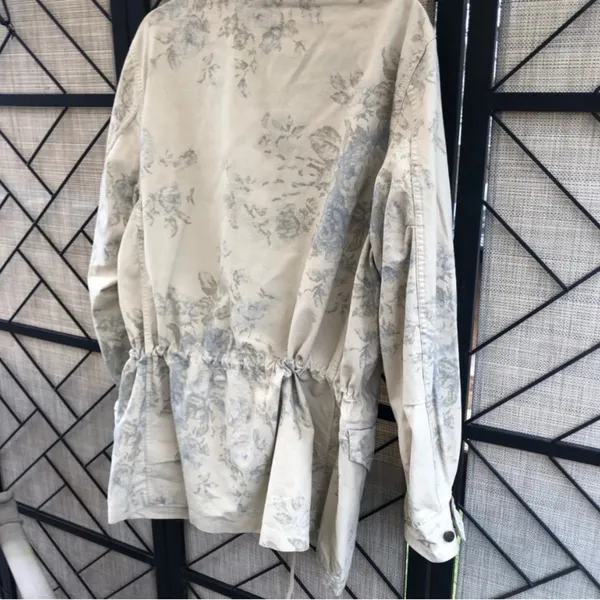 Vintage Chaps Light Blue Tan Floral Rose Utility Chore Coat Boho Western Spring - Image 4