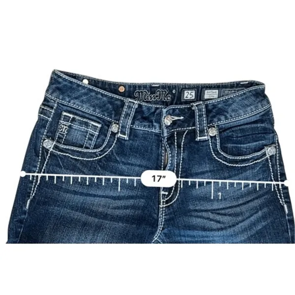 Miss Me Mid Rise Boyfriend Capri Dark Wash‎ Blue Jeans 25 Western Casual - Image 7