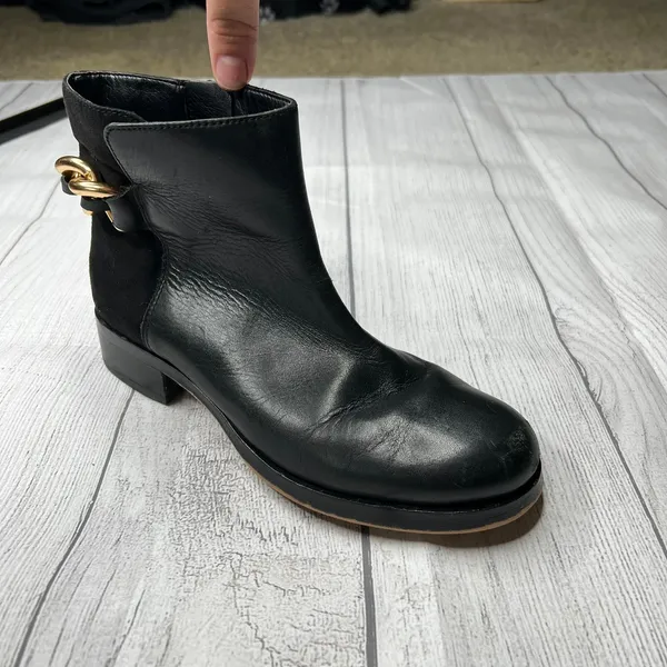 Sam Edelman Chester Bootie Black Leather Suede Ankle Chelsea Boots Sz 8M - Image 2