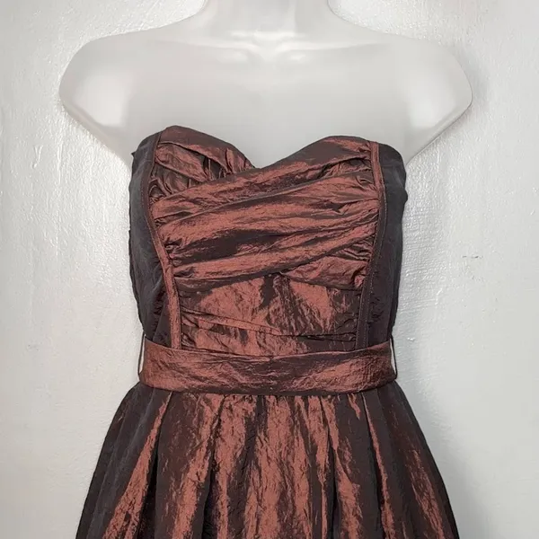 Mystic Brown Taffeta Strapless Dress Size S Prom Homecoming Dance HOCO Mini Y2K - Image 2