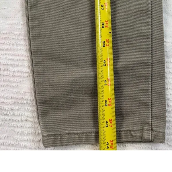 LL Bean Vintage Womens Size 14 High Waist Pleated Tapered Leg Jeans Khaki‎ - Image 5