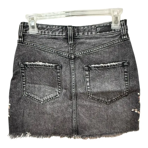 Abercrombie Embroidered Denim Mini Skirt Y2K Boho‎ Distressed Floral - Image 4