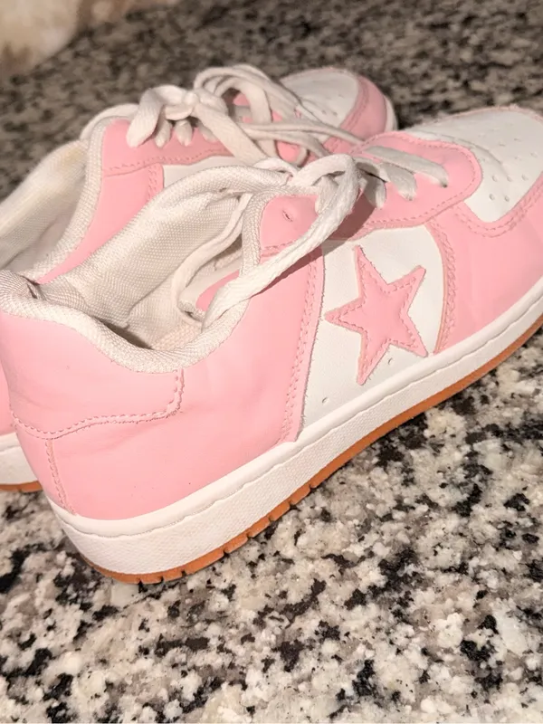 Women’s Pink and White Star Detail Sneakers - Image 4