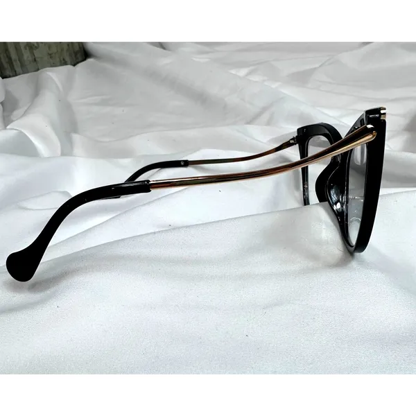 Chic Elegant Gold Detailed Clear Lens Black Frame Glasses - Image 7