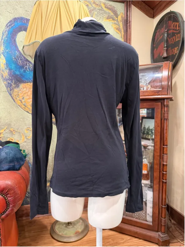 J.Crew Tissue Turtleneck Top Womens Size Large L Black Long Sleeve Cotton Knit - Image 6