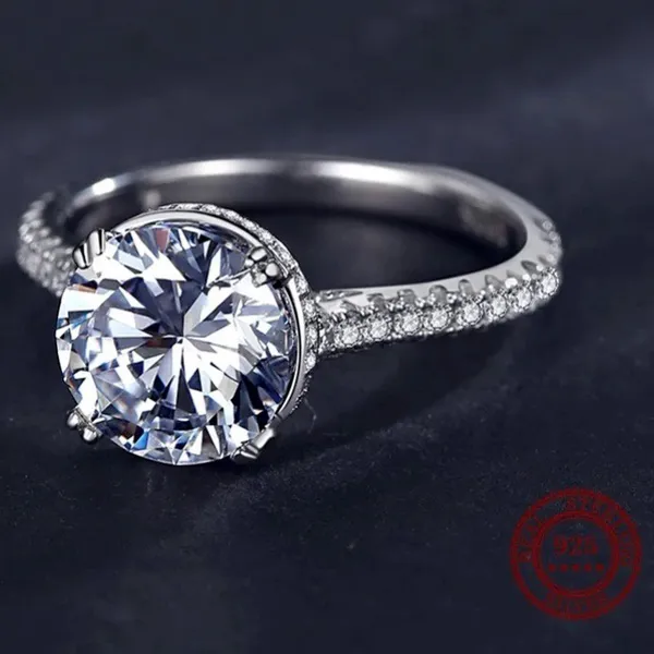 Sterling Silver SIZE 5 925 Luxury Sparkling Clear CZ Wedding Ring - Image 2