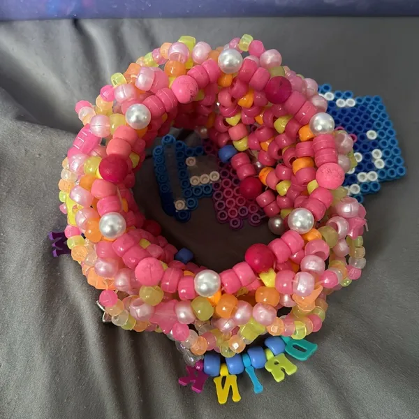 “Drink Me” Bow Pink Alice n Wonderland 3D Kandi Cuff for Music Festivals EDC - Image 6