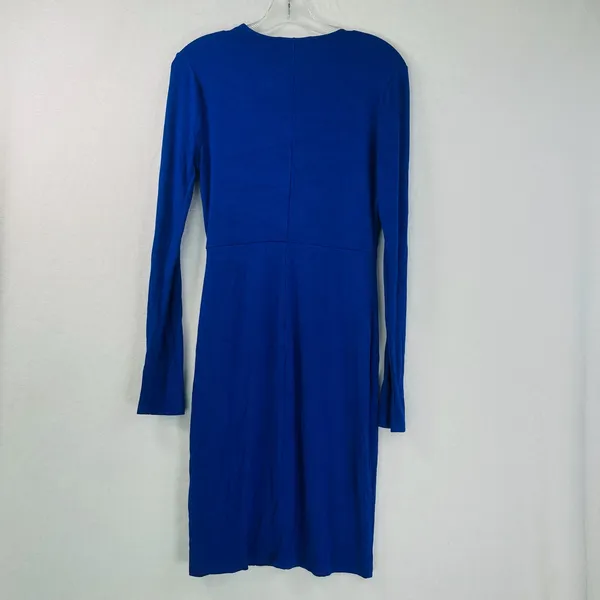 T Tahari Royal Blue Faux Wrap Long Sleeve Ring Detail Dress Small - Image 2