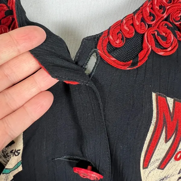 Carole Little Cardigan Jacket M Moulin Rouge Can Can Dancer Floral Rosette Artsy - Image 12