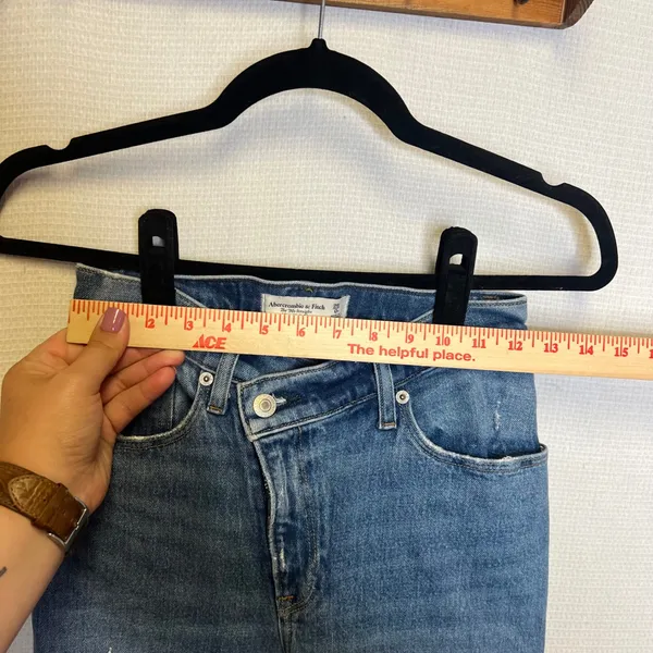 Abercrombie & Fitch Curve Love 90 Straight Ultra High Rise Criss Cross Jeans 25R - Image 5