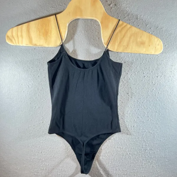 1098 | Wilfred Free Aritzia Minimalist Cotton Thong Bodysuit Black Womens‎ S - Image 2