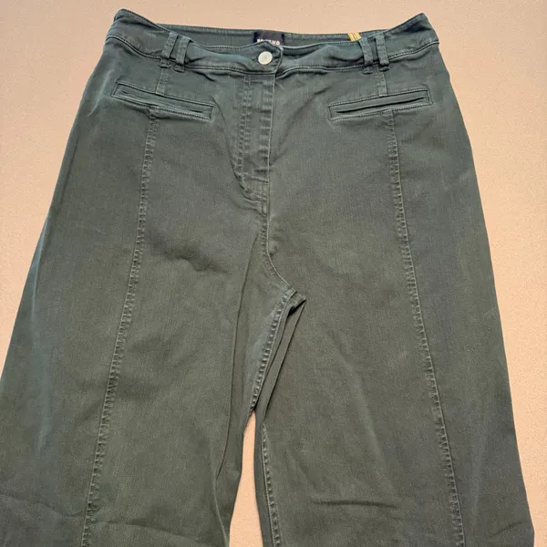Maeve Anthropologie Wide Leg Pants Green Seam Detail Women 28T - Image 2