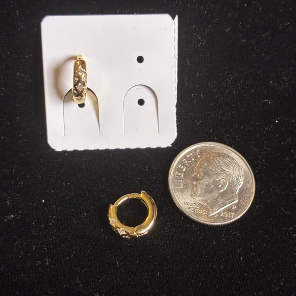 Gold-Tone Starburst Huggie Earrings - Image 4