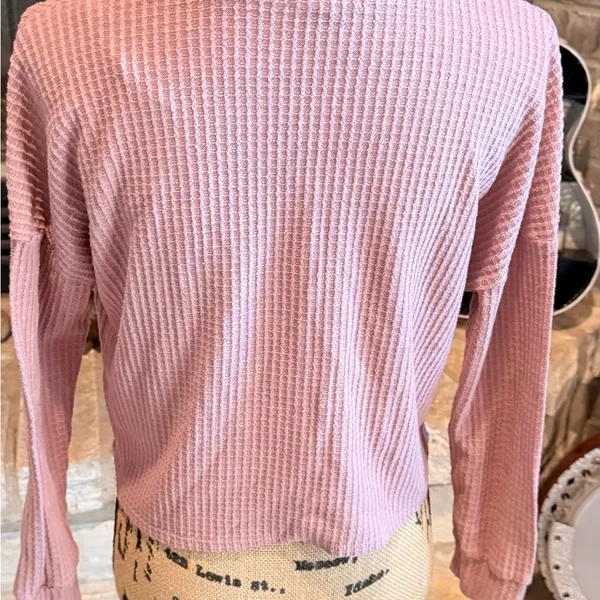 Charlotte Russe Textured Mauve Long Sleeve Top - Image 3