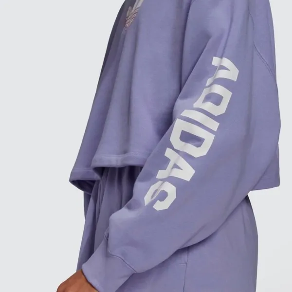 NWOT Adidas Originals Streetball Streetwear Cropped Oversized Sweatshirt Purple - Image 8