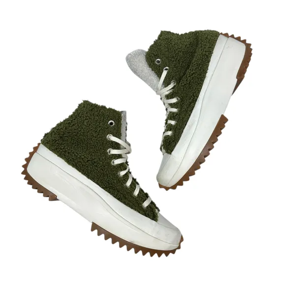 Converse Run Star Hike‎ High Sherpa Platform Sneakers Green Faux Fur Size US 8.5 - Image 2