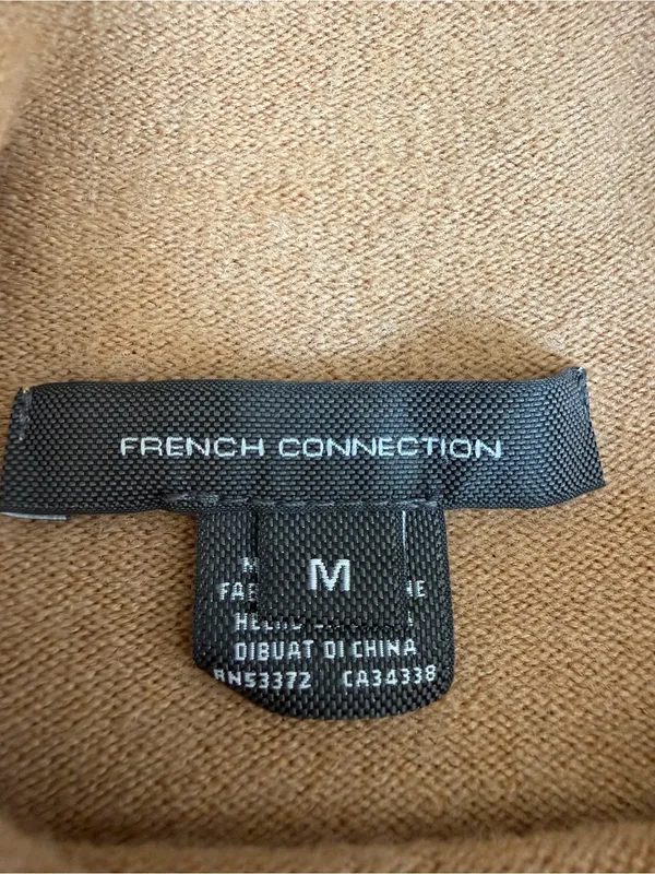 French Connection Camel Mock Neck Ribbed Sweater Women’s M Minimalist - Image 3