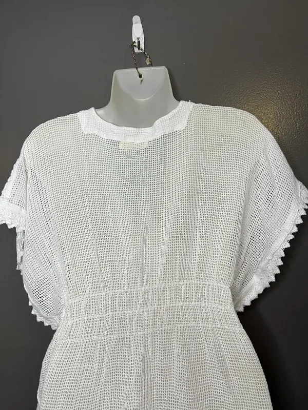 SeaSpice Cover Up Womens Medium White Crochet Mesh Lace Trim Beach Tunic Swim - Image 9