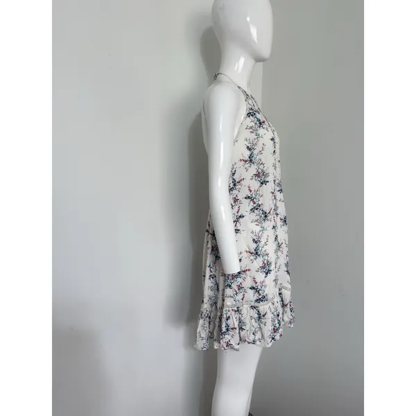 O’Neill Women’s Mini Dress Size S White Floral Print Halter Neck Rayon Beach - Image 4