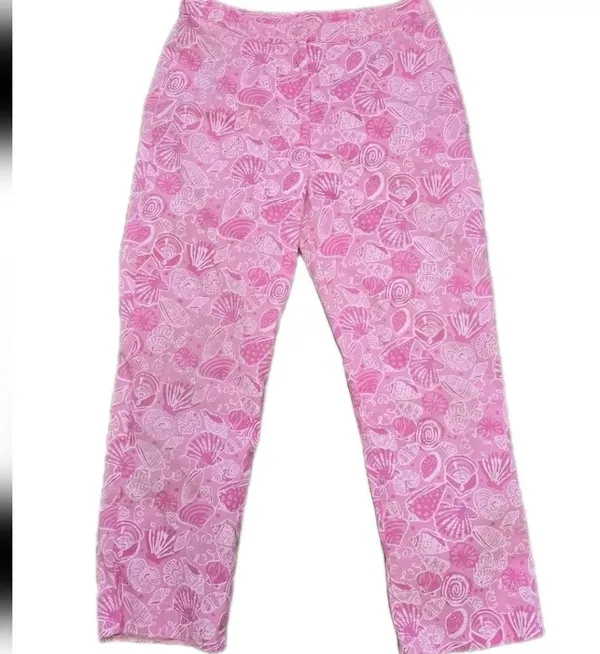 Lilly Pulitzer Womens Pink Seashell Cropped Straight Leg Pants Size 4 - Image 4