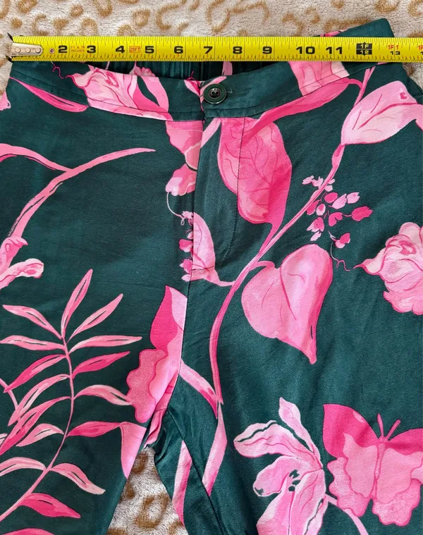 Anthropologie Breezy Tropical Floral Wide Leg Satin Pant Women's Size: 0 - Image 7