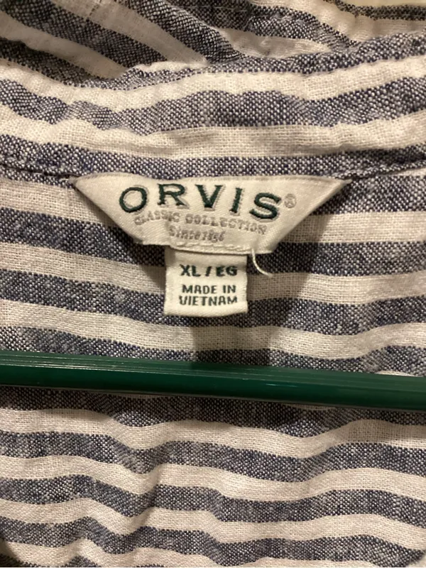 Orvis Blue and White Striped Casual Button-Down Shirt - Image 2
