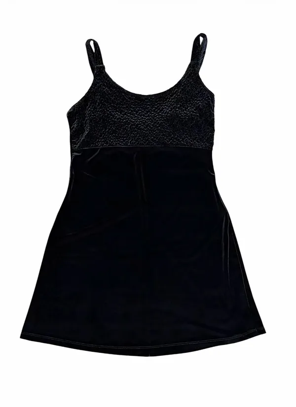 Vintage 90s Timing USA Black Velvet & Textured Lace Bustier Mini Dress Medium - Image 6
