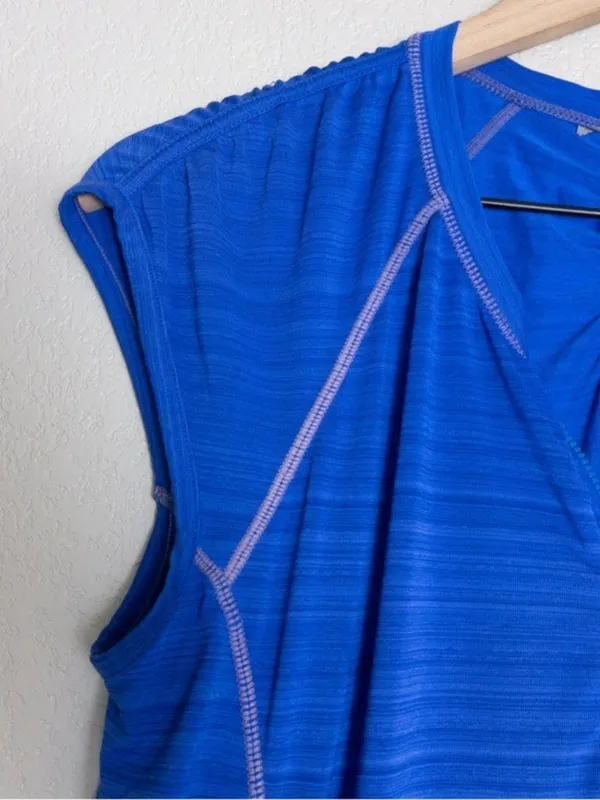Athleta Pacifica Illume UPF Tank S Royal Blue Sleeveless Front Zip - Image 2