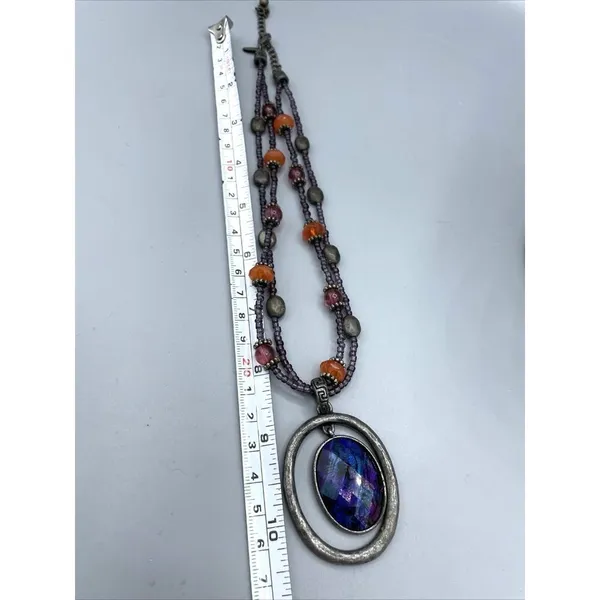 Laura Ashley Necklace Beaded Chocker Metal Silver Colored Boho‎ - Image 7