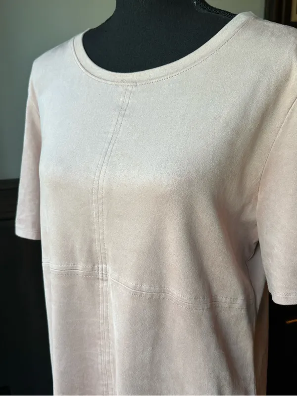 Another Love Soft Blush Pink Short Sleeve Casual Dress large Euc - Image 5