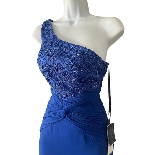 New Sue Wong Beaded One Shoulder Dress - Image 5